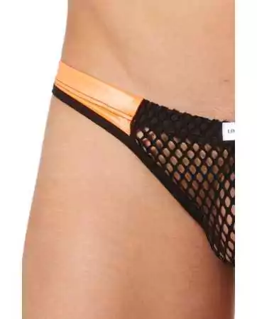 Black string with orange faux leather bands - LM911-57MBKO