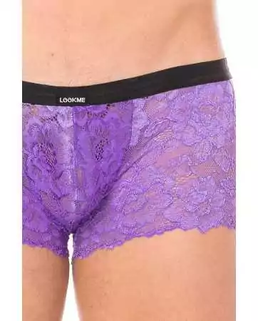 Mini-Pant in purple lace and faux leather - LM2002-68PUR