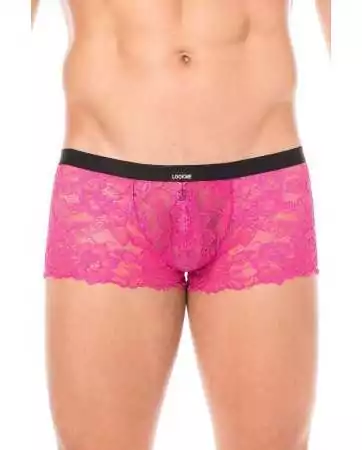 Mini-Pant magenta in lace and faux leather - LM2002-68MAG