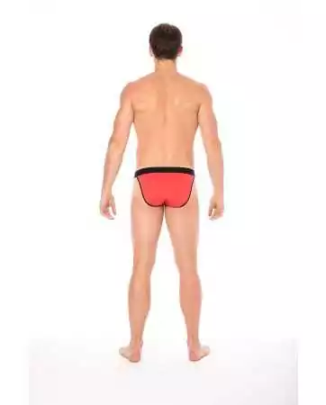 Red high-cut thong with zip - LM2003-61RED