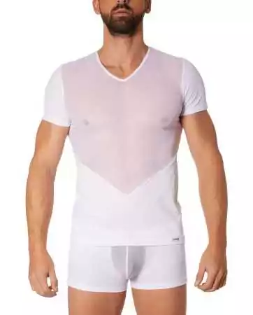 Camiseta branca finamente rendada e transparente - LM905-81WHT