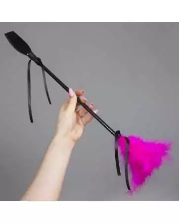 Riding crop with pink feather 50 cm - SP3422F