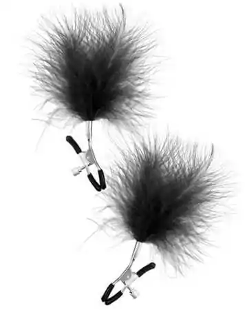 Adjustable pressure nipple clamps with large black feather duster - CC5700690010