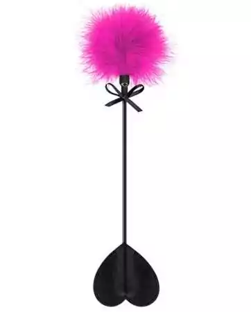Black BDSM heart-shaped whip with pink feather - CC5700760201