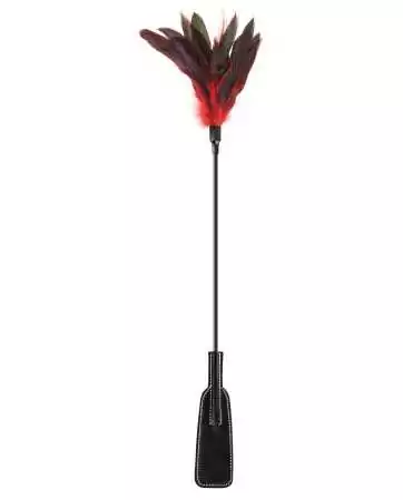 Chicote preto BDSM com penas pretas e vermelhas - CC570074