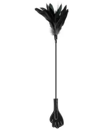 Chicote de mão preto BDSM com penas pretas - CC570075