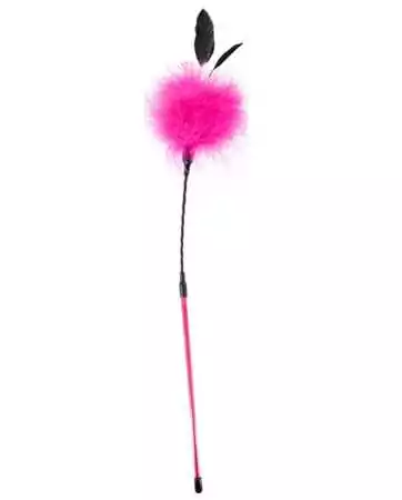 Pink riding crop with small feathers - CC570079
