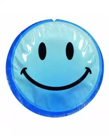 Preservativo lubrificado em látex com smiley x 1 cor aleatória - 100EXSS