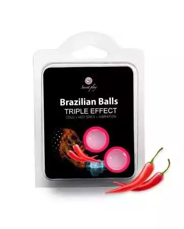 2 Brazilian massage balls with triple effect: cold, hot, and vibration - BZ3699