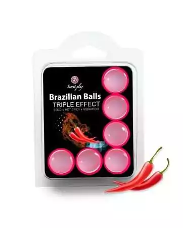 6 boules de massage brésiliennes triple effet froid, chaud et vibration - BZ3699-1
