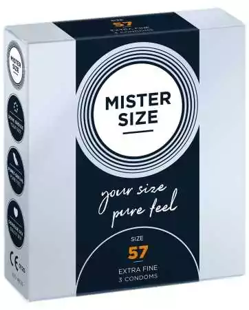 Scatola di 3 preservativi in lattice con serbatoio, disponibile in 7 taglie Mister Size - MS03.