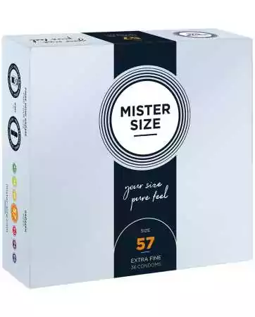 Scatola di 36 preservativi in lattice con serbatoio, disponibili in 7 taglie, Mister Size - MS36