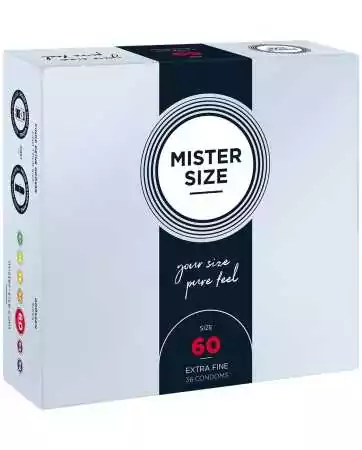 Scatola di 36 preservativi in lattice con serbatoio, disponibili in 7 taglie, Mister Size - MS36