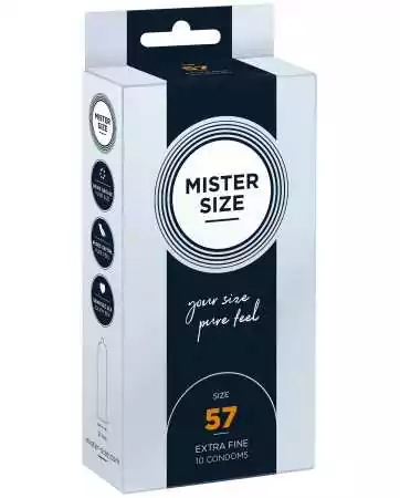Box of 10 latex condoms with reservoir, available in 7 sizes, Mister Size - MS10