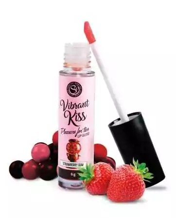 Gloss für vibrierendes Oralsex mit Erdbeer-Geschmack, 100% essbar - SP6539