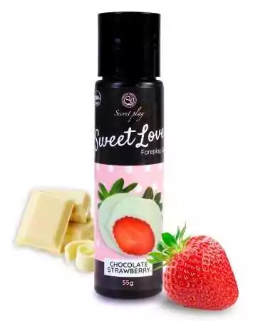 Gel de massagem e lubrificante 2 em 1 sabor morango com chocolate branco 100% comestível - SP6720