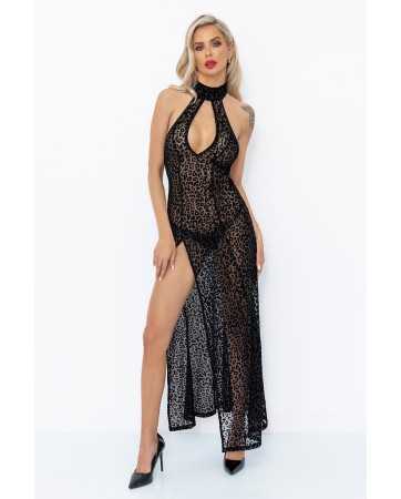 Long tulle leopard print slit dress F28819816oralove
