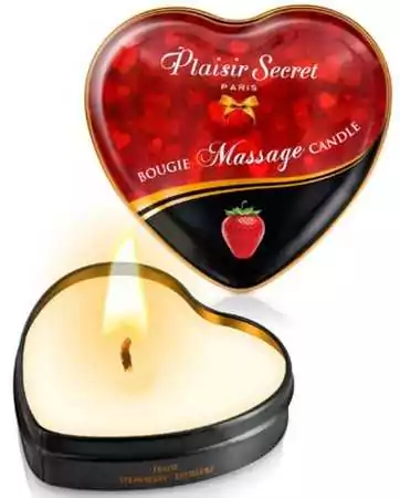 Mini candela da massaggio fragola scatola a forma di cuore 35ml - CC826064