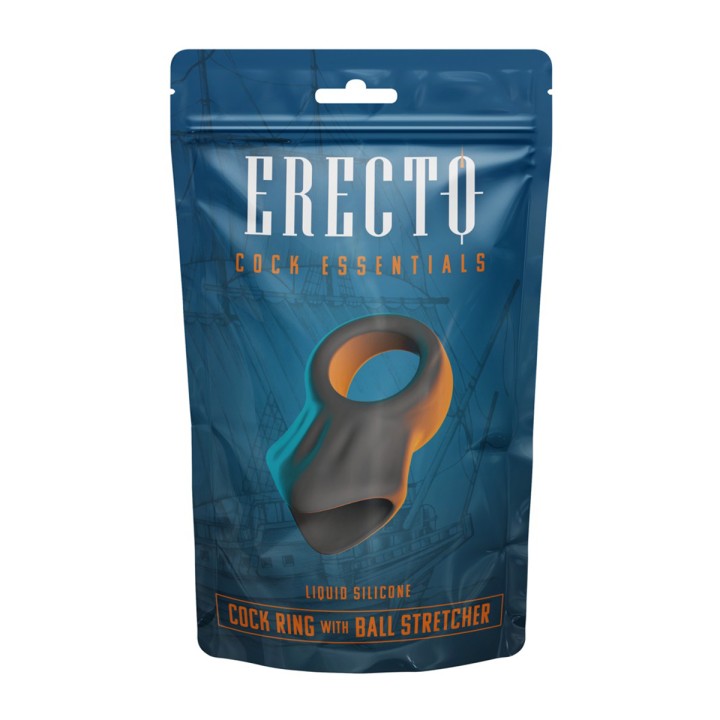 Cock Ring avec Ball Stretcher liquid silicone - Erecto 