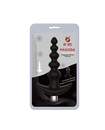 Plug anal vibratório preto de silicone - WS-NV529