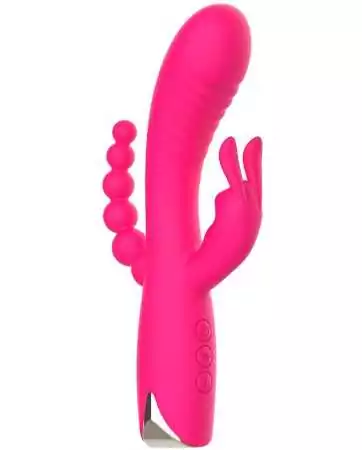 Massageador vibratório tripla estimulação muito potente rosa USB - WS-NV062PNK
