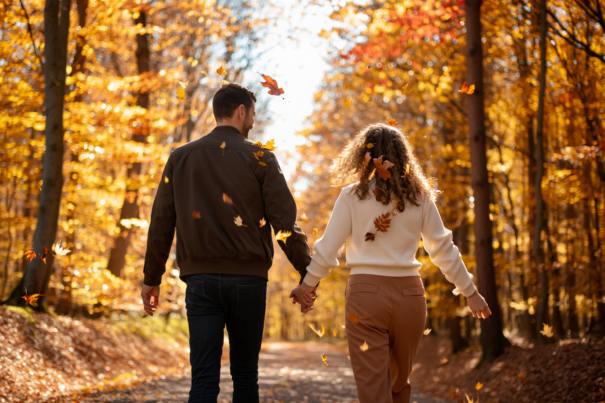 Couple marchant dans la nature