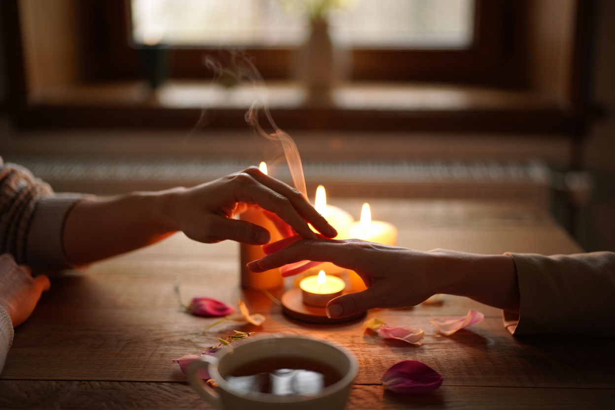 Moment sensuel et tactile entre deux personnes