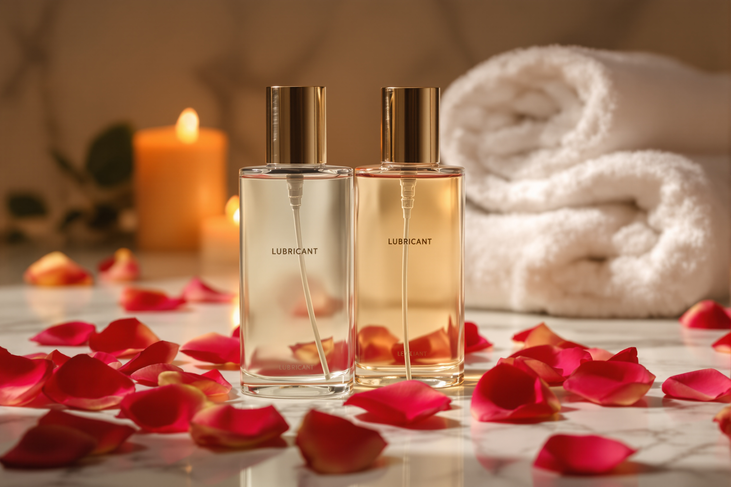 Lubrifiants disposés dans un cadre sensuel et raffiné