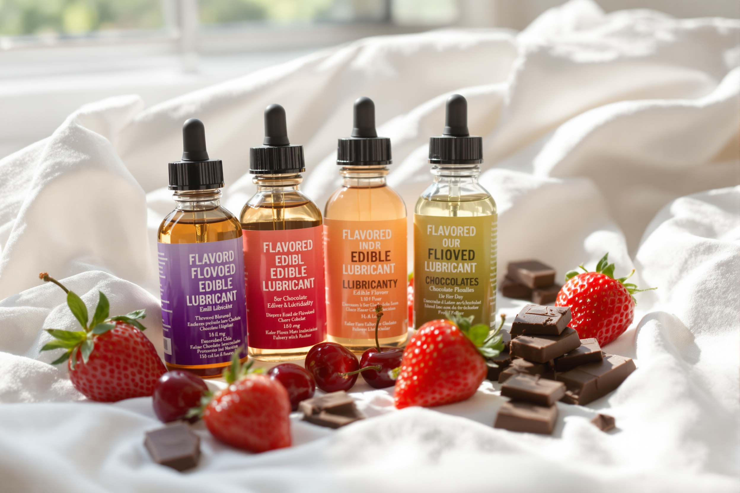 Flacons de lubrifiants comestibles parfumés aux fruits et chocolat